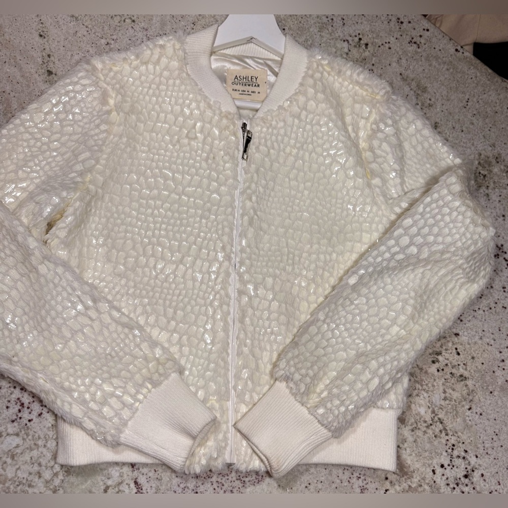 Ashley By 26 International Iridescent White Bomber Jacket